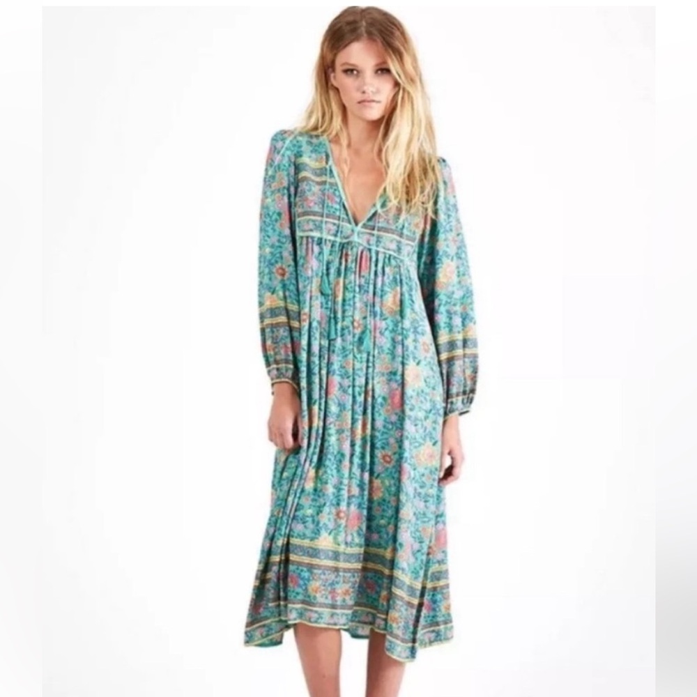 Spell OG Turquoise Folktown Boho Dress S